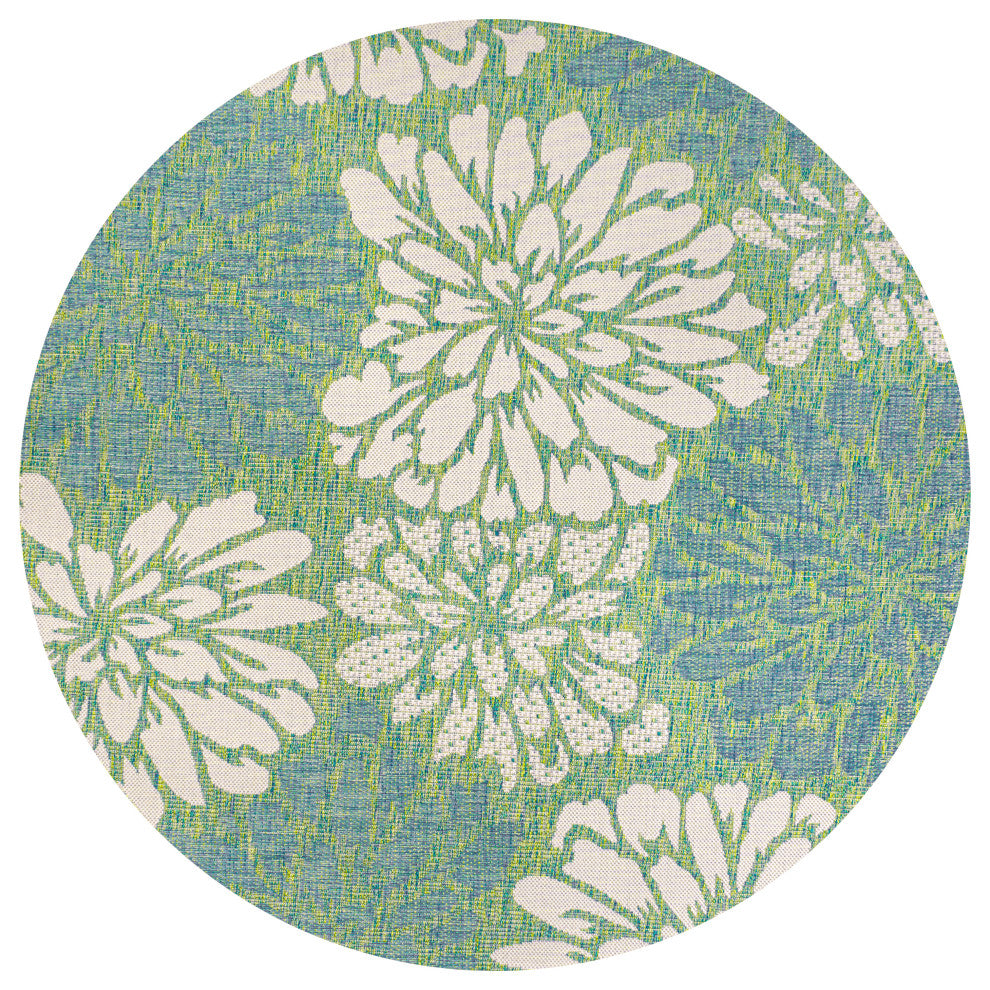 Zinnia Modern Floral Textured Weave Indoor/Outdoor Area Rug
