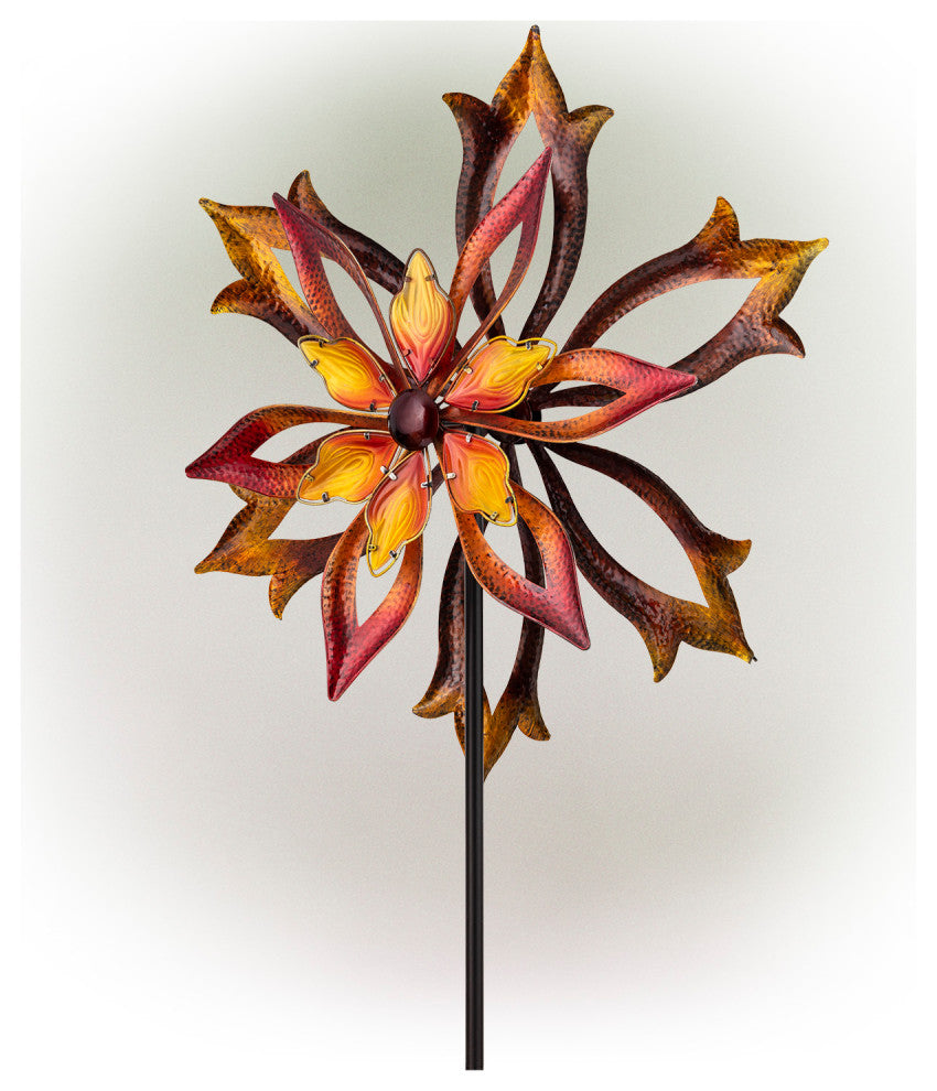Metal Double-Sided Flame Spinning Garden Stake, 96"