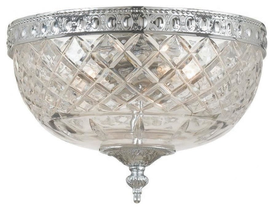 Richmond 2-Light Lead Crystal Flush Mount, Polished Chrome