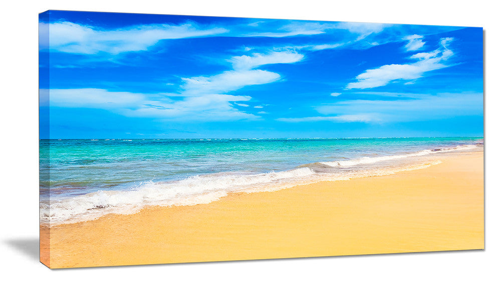 "Blue Sandy Tropical Sea Beach" Seascape Art Canvas, 1 Panel, 60"x28"