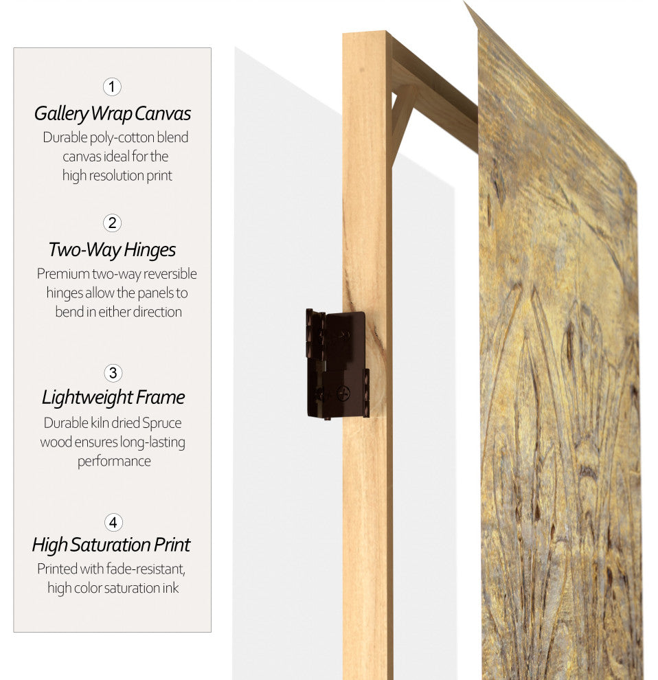 6' Tall Baroque Flourish Canvas Room Divider