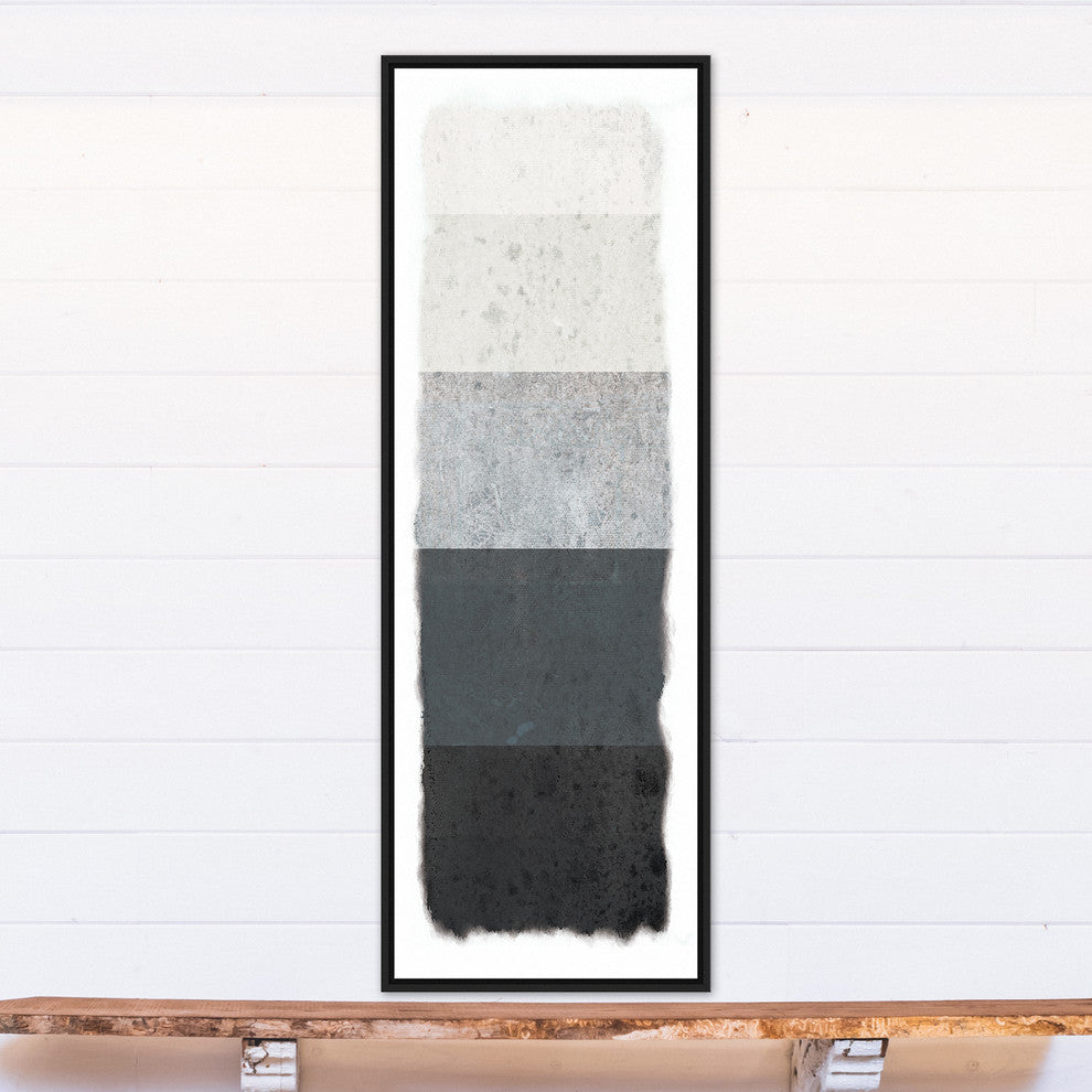 Gray Lines 20x60 Black Floating Framed Canvas