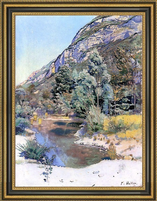 Ferdinand Hodler at the Foot of Mr. Saleve Framed Premium Canvas Print, 18"x24"