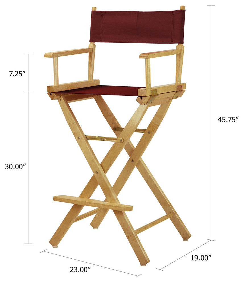030" Director's Chair Natural Frame-Burgundy Canvas