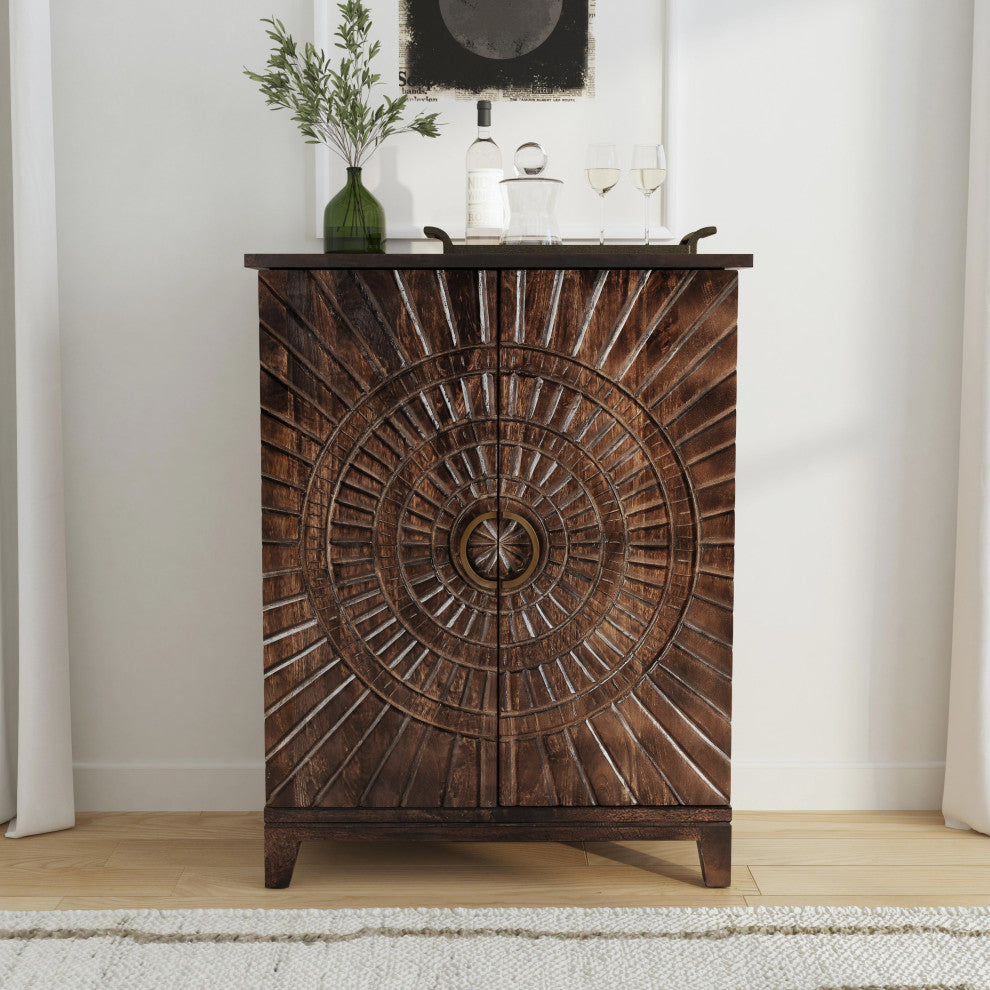 Vivienne Mango Wood Wine Cabinet by Kosas Home, Brown
