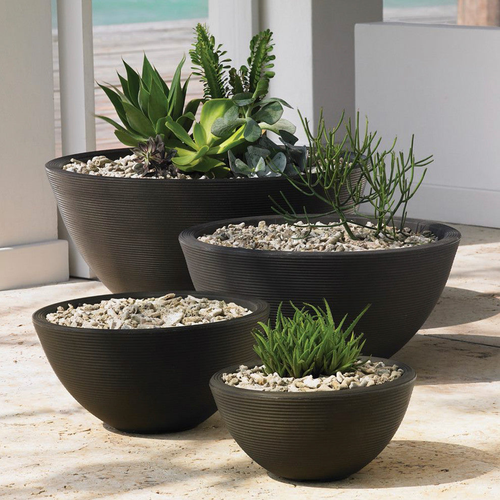 Delano 16" Planter, Caviar Black, 26" Bowl