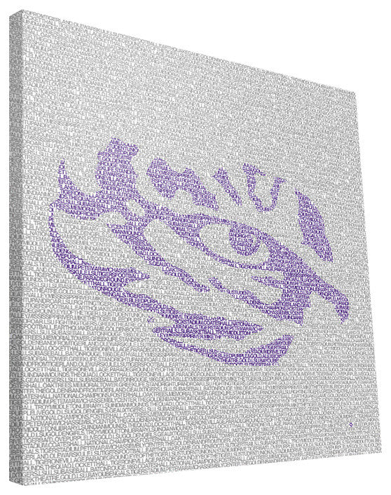 LSU Tigers Typo Canvas Print, 16"x16"