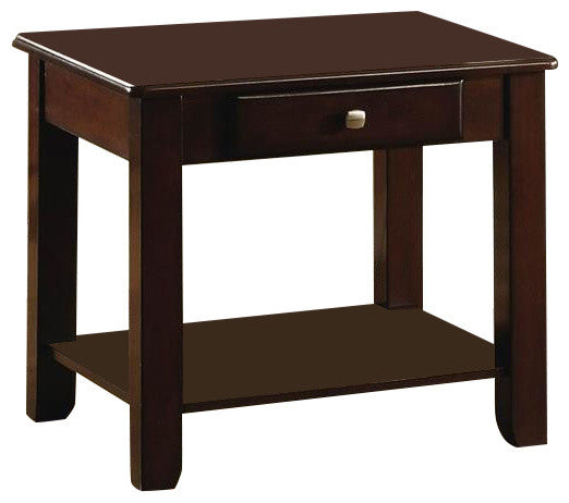Homelegance Ballwin End Table With Functional Drawer, Cherry