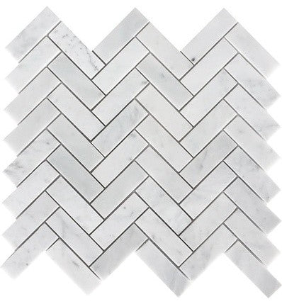 Carrara herringbone Pattern Polished Mosaic Tile