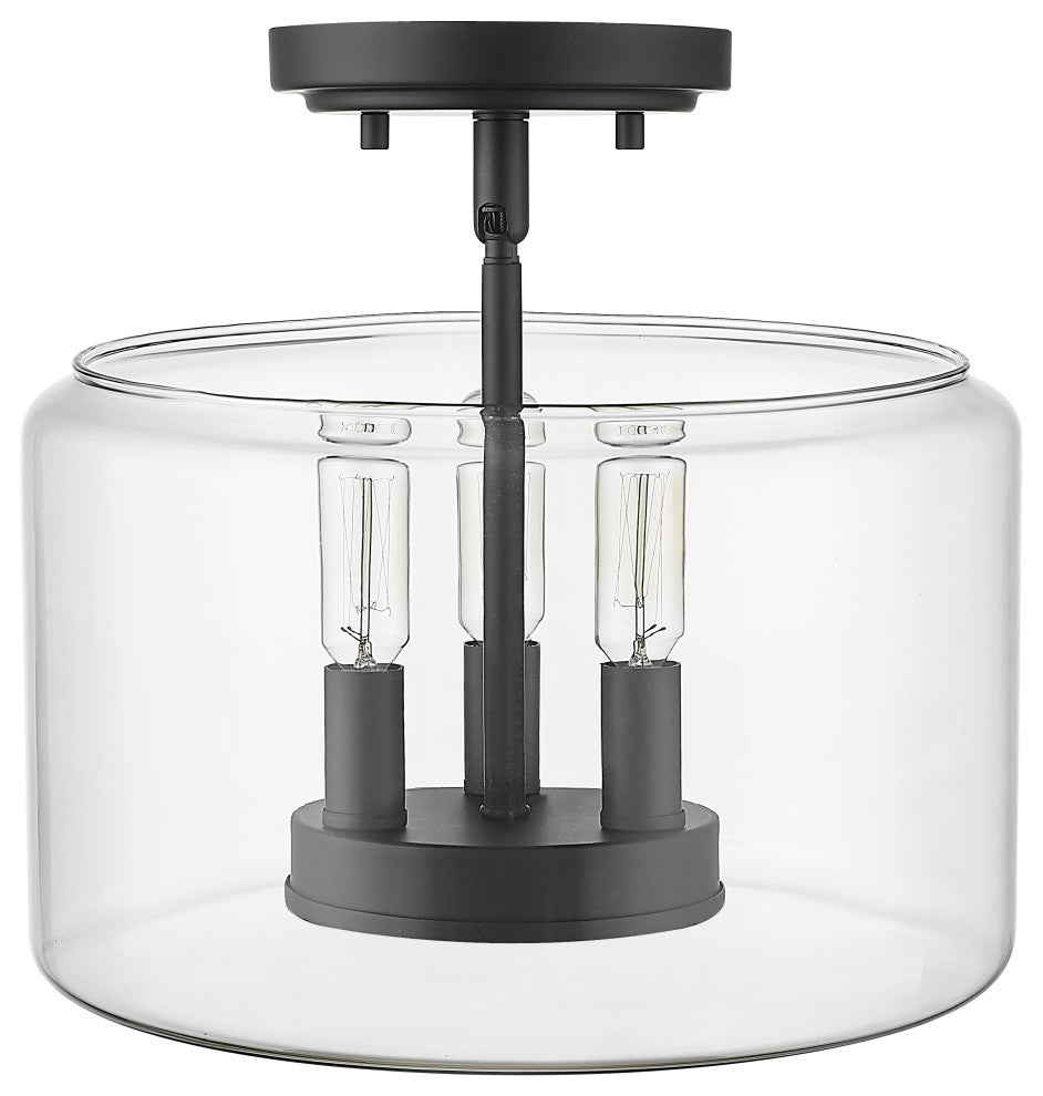 Asheville 3-Light 11" Semi-Flush Matte Black