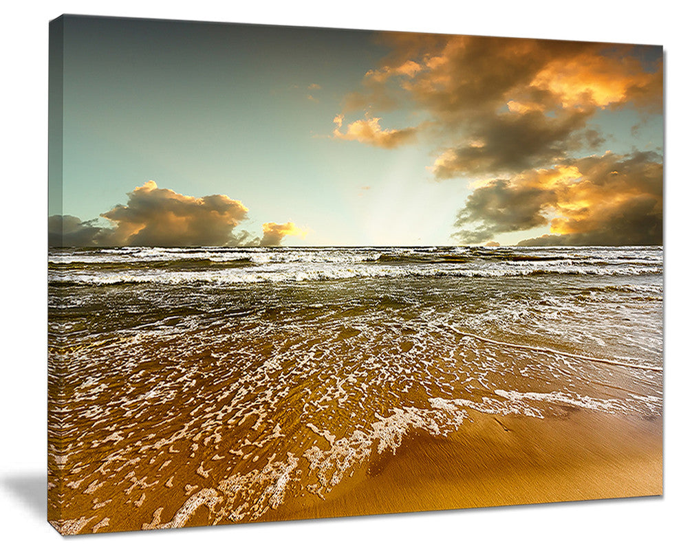 "Brown Tinged Beach and Cloudy Sky" Seashore Canvas Wall Art, 40"x30"