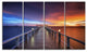 "Picturesque Seashore With Long Pier" Sea Pier Wall Art, 4 Panels, 48"x28"