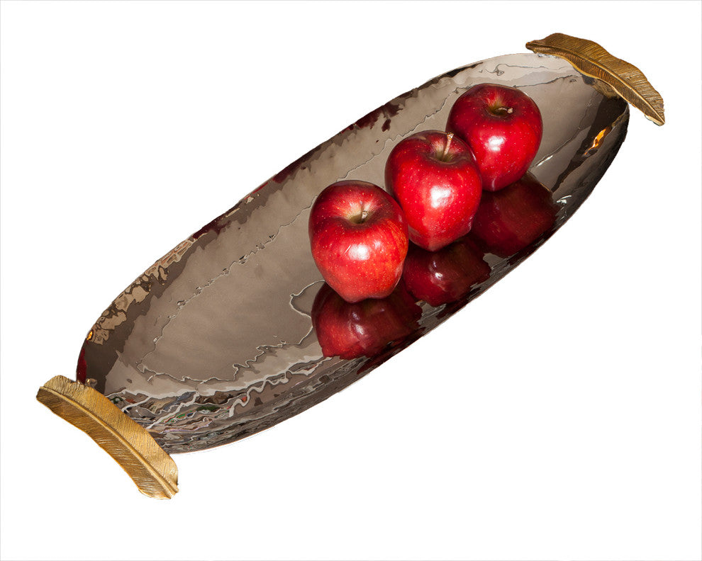 Nickel and Brass Oval Accent Dish