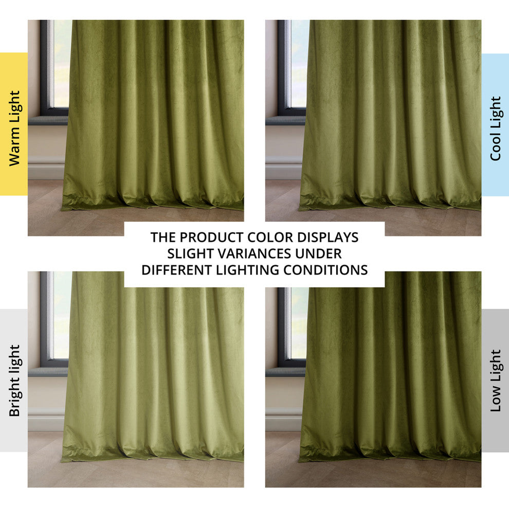 Heritage Plush Velvet Curtain Single Panel, Retro Green, 50"x96"