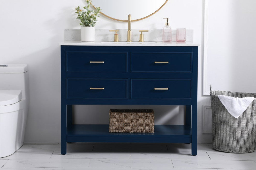 Skylar 42" Single Bathroom Vanity, Blue, With Backsplash