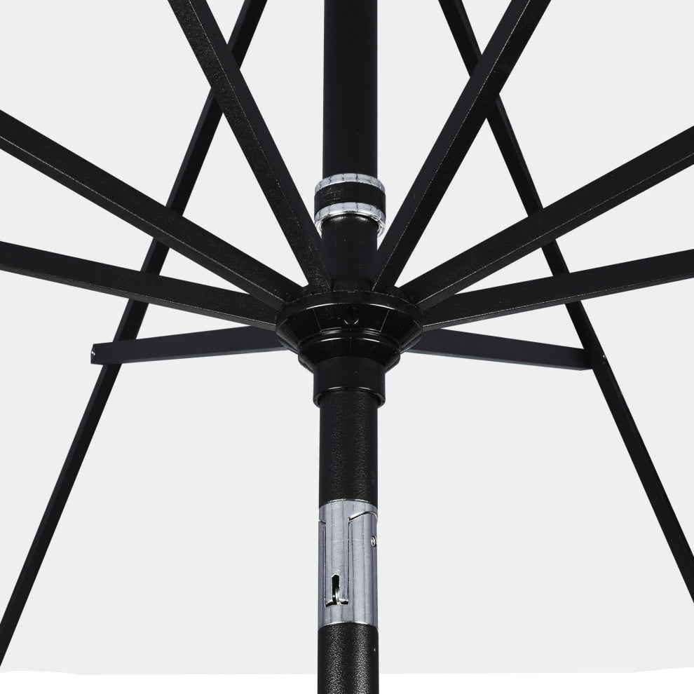 11' Stone Black Collar Tilt Crank Aluminum Umbrella, Sunbrella, Spectrum Mist