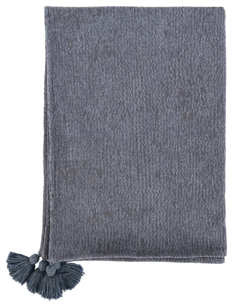 Misty 100% Cotton 50"x70" Throw Blanket in Blue  by Kosas Home