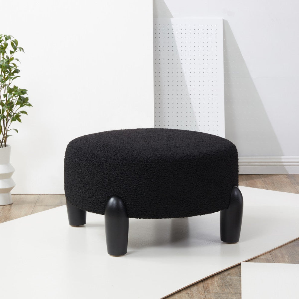 Safavieh Couture Perez Scandinavian Round Ottoman, Black