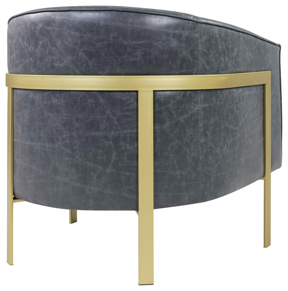 Harrod PU Accent Arm Chair Gold Legs, Vintage Midnight