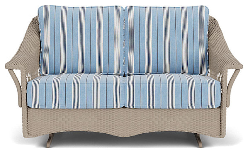 Lloyd Flanders Nantucket Loveseat Glider, French Beige, Hansen Sky