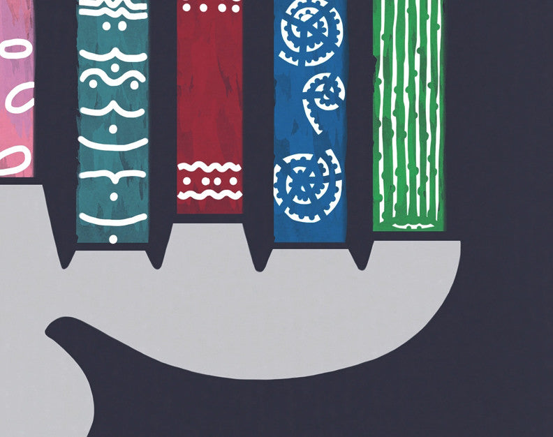 Festival of Lights Decorative Holiday Geometric Print Hand Towel, Navy Blue