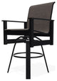 Leeward Sling Bar Height Outdoor Swivel Armchair, James/Black