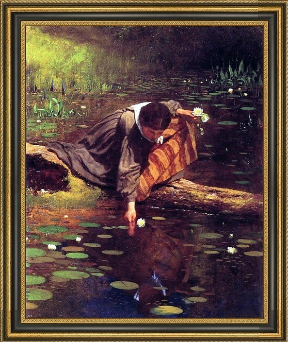 Eastman Johnson Gathering Lilies Framed Premium Canvas Print, 16"x20"