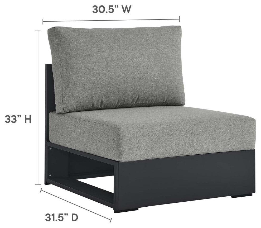 Tahoe Outdoor Patio Powder-Coated Aluminum 5-Piece Sectional Sofa Set - Gray Gra