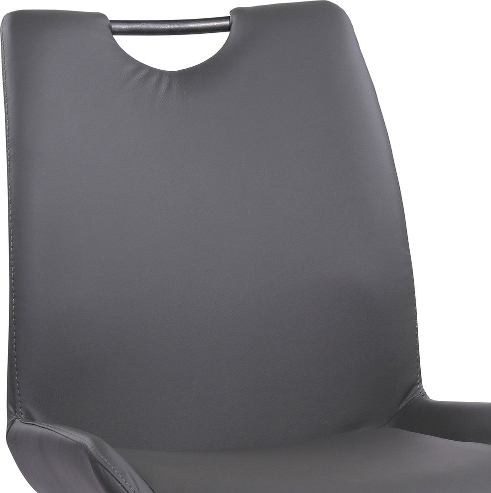 Toronto Dining Chair, Gray Powder Coated Finish and Gray Faux Leather, Set of 2