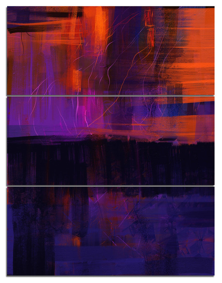 "Blue Vs Red Textures" Glossy Metal Wall Art, 3 Panels, 28"x36"