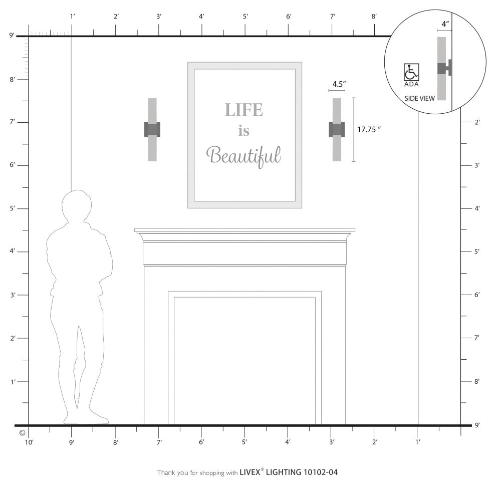 Livex Lighting Black ADA 2-Light Vanity Sconce