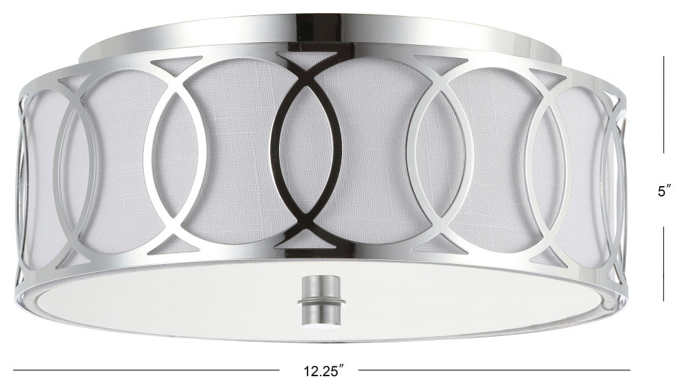 Aria 2-Light Metal LED Flush Mount, Chrome, 12.25"w