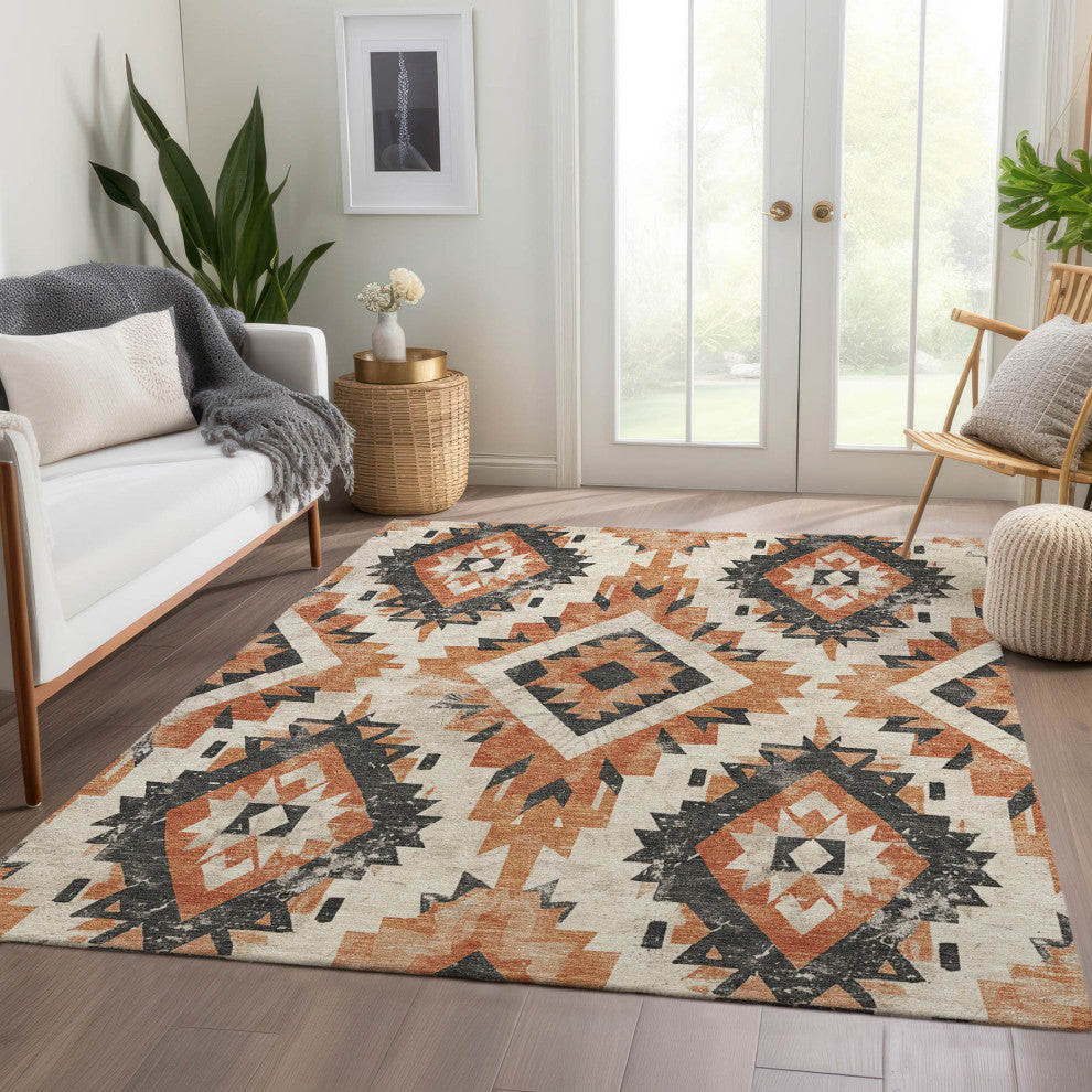 Machine Washable Indoor/Outdoor Chantille ACN1878 Clay 8' x 10' Rug