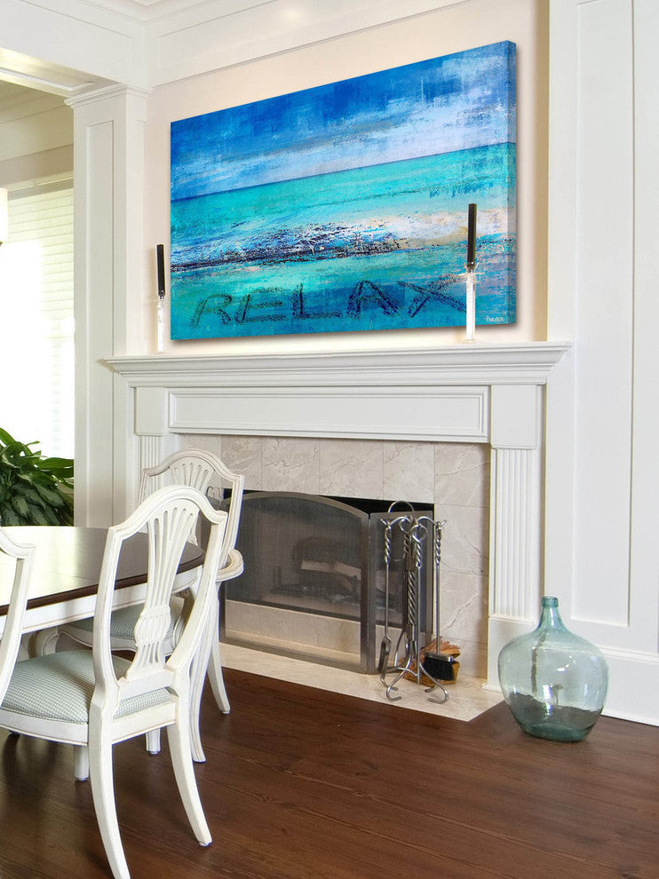 "Blue Relax" Painting Print on Wrapped Canvas, 36"x24"