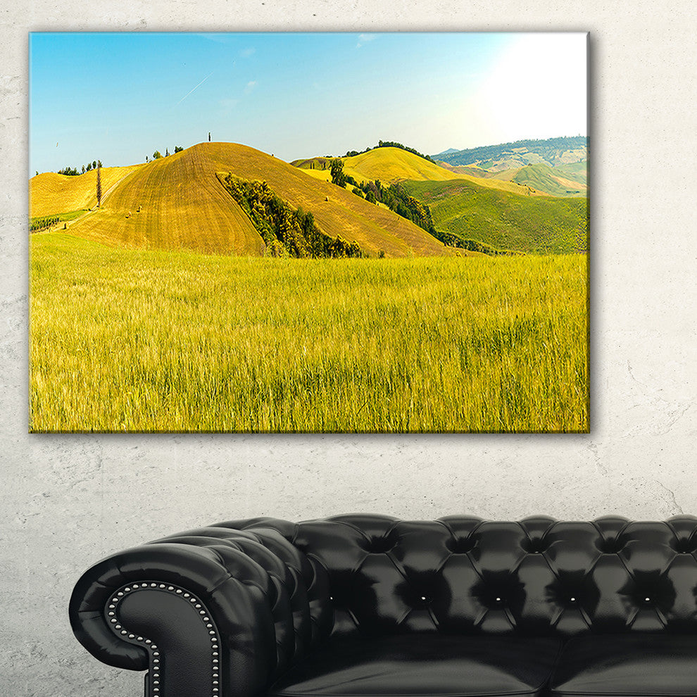 "Tuscany Wheat Field on Sunny Day" Landscape Print Wall Art, 40"x30"