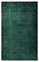 Overdyed One-of-a-Kind Hand-Knotted Area Rug Green, 4' 1" x 6' 7"