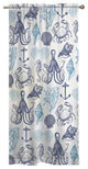 Laural Home Navy Coastal Creatures Sheer Window Curtain