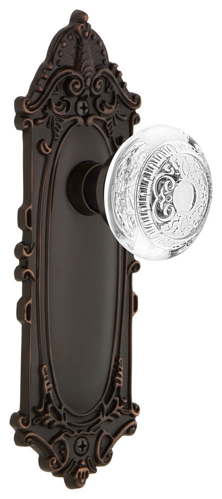 Victorian Plate Double Dummy Crystal Egg and Dart Knob, Timeless Bronze, VICCED