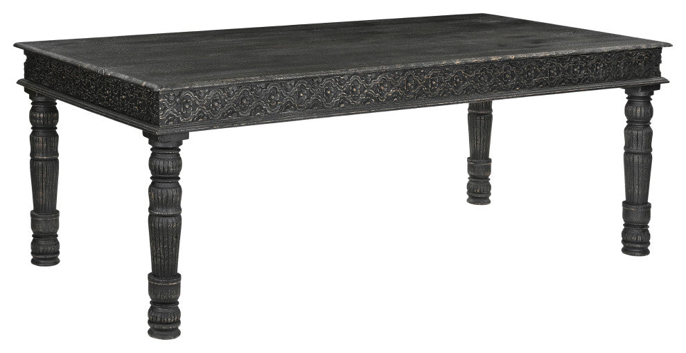 Wiley 9-piece Carved Solid Wood Dining Set, Black
