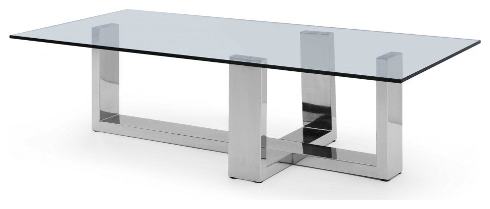 HomeRoots 59" X 28" X 16" Clear Glass Coffee Table