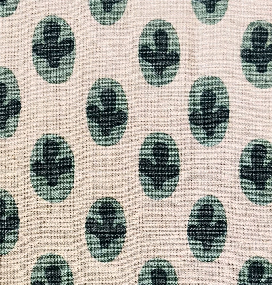 Cacti Pear in Green and Beige Color Luxury Throw Pillow, 18"x18"