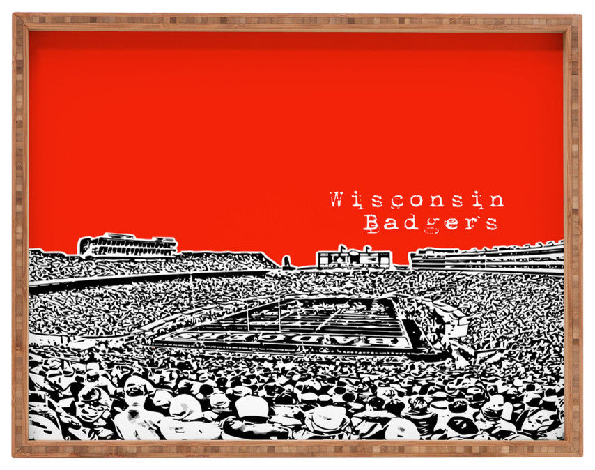 Deny Designs Bird Ave Wisconsin Badgers Red Rectangular Tray
