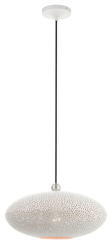 Livex Lighting Dublin 1 Light White With Brushed Nickel Accents Pendant