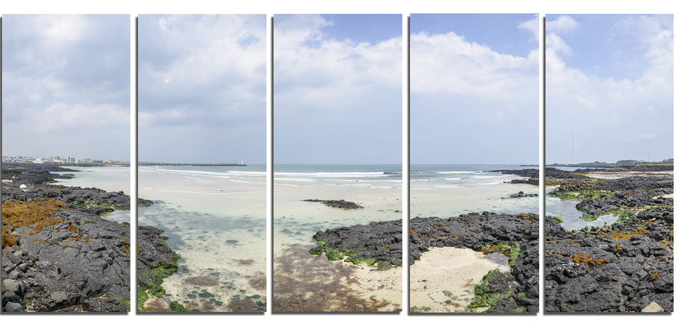 "Panorama View of Woljeongri Beach" Landscape Wall Wall Art, 5 Panels, 60"x28"