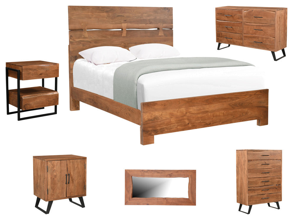 Lydia Live Edge Solid Wood Panel Bed, Queen, 56" H