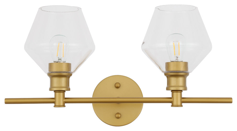 Brass Finish And Clear Glass 2-Light Wall Sconce