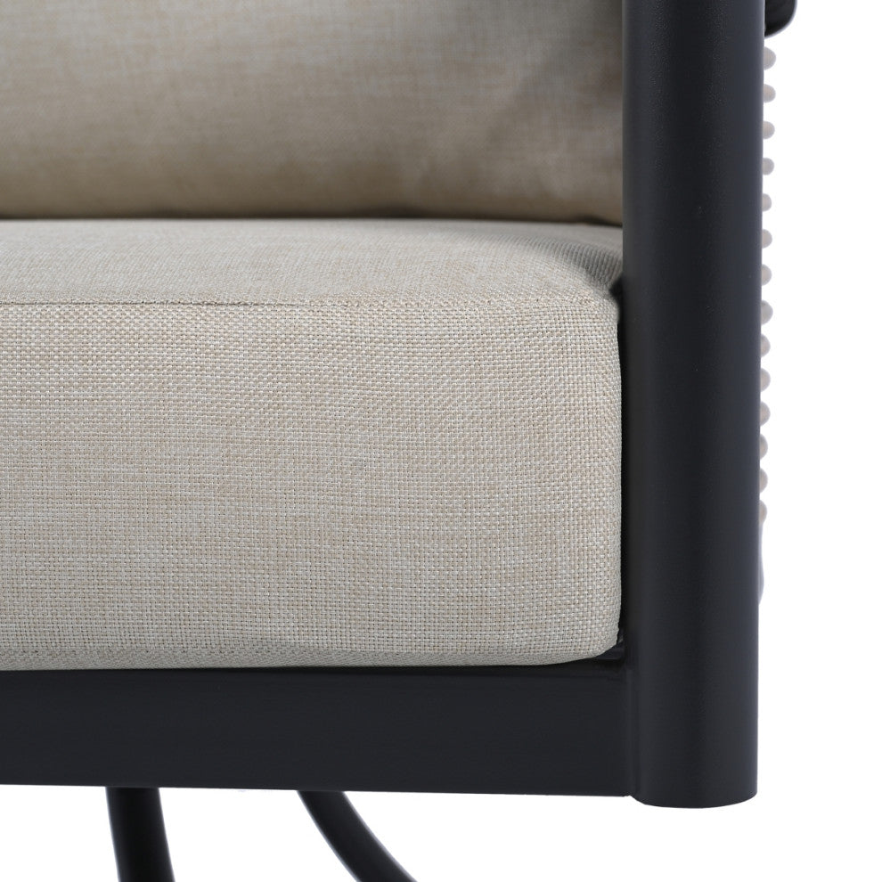 Safavieh Harrison Indoor-Outdoor Swivel Chair, Black/Taupe