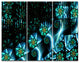 Bright Blue Fractal Flowery Sky, Abstract Wall Art Canvas, 36x28, 3 Panels