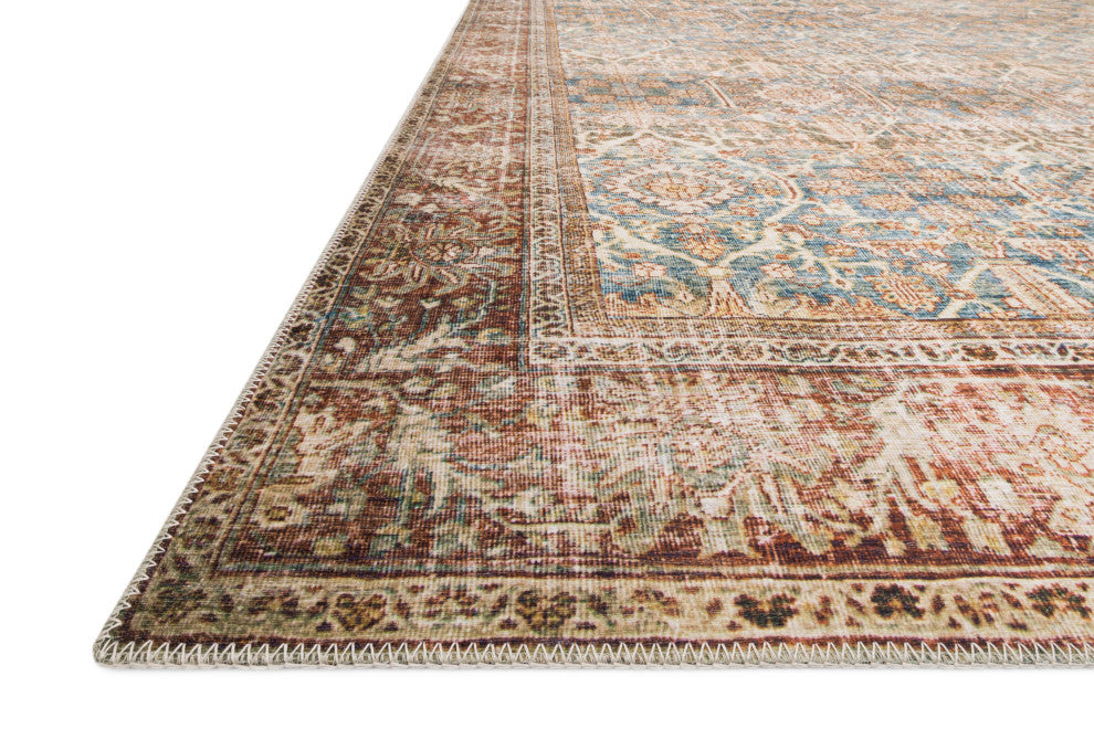 Ocean, Rust Printed Polyester Layla Area Rug by Loloi II, 5'-0"x7'-6"