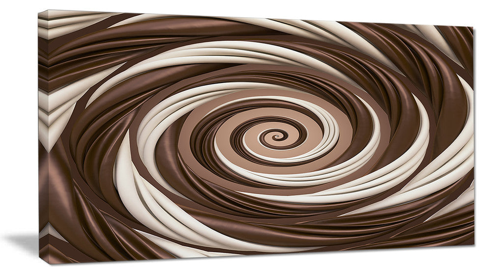 Chocolate and Milk Candy Spiral Design, Abstract Canvas Art Print, 40x20